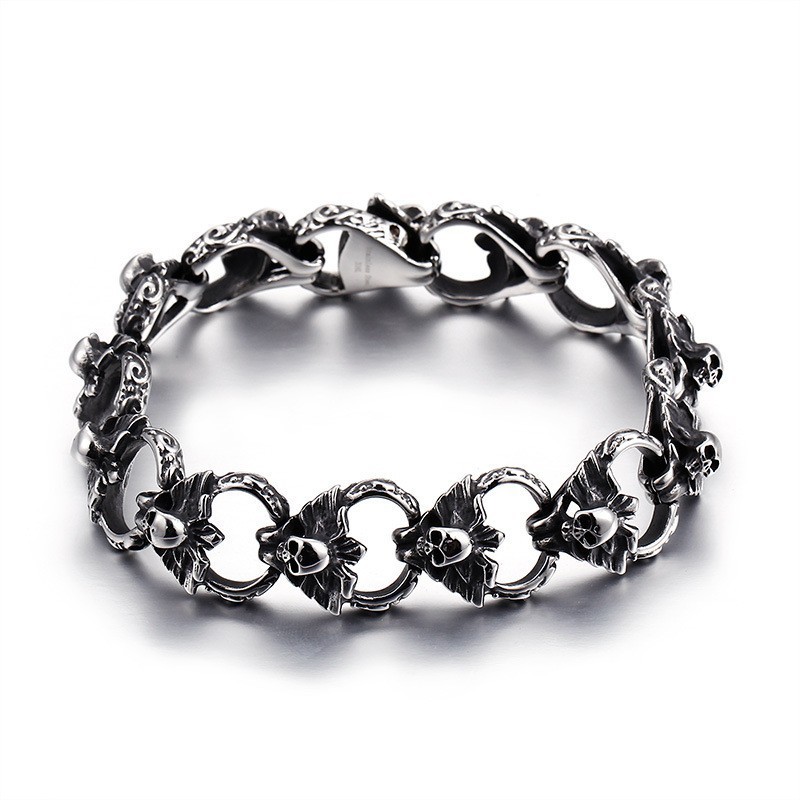 Pulseira De Caveira Plana De Titânio