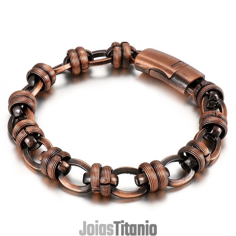 Pulseira Masculina Oval De Bronze Vintage De Titânio