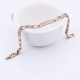 Pulseira De Casal De Titânio Com Pedra De Germânio E Diamantes