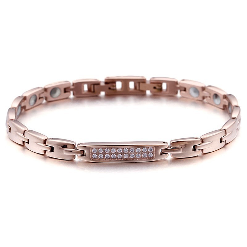 Pulseira De Casal De Titânio Com Pedra De Germânio E Diamantes Pulseira De Casal De Titânio Com Pedra De Germânio E Diamantes
