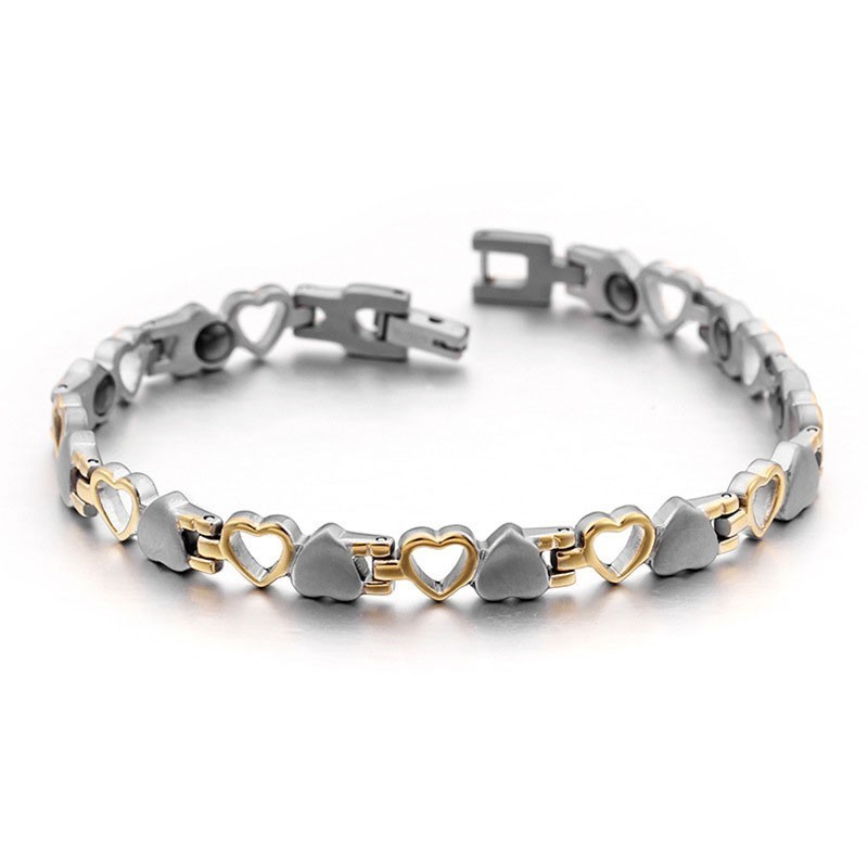 Pulseiras Masculinas E Femininas De Titânio Com Ímã De Bílis Preta Love Para Presente