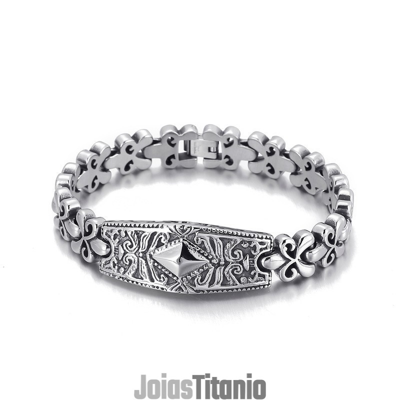 Pulseira De Titânio Em Formato De Diamante Da Marca Fashion Flower Bay Para Homens Pulseira De Titânio Em Formato De Diamante Da Marca Fashion Flower Bay Para Homens
