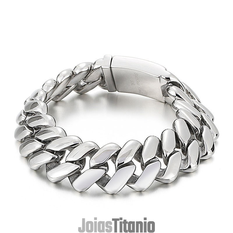 Pulseira De Titânio Em Formato De Diamante Chic Wind