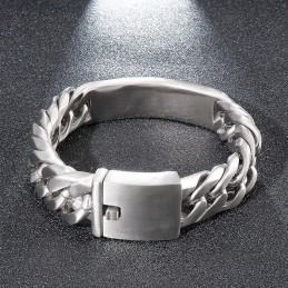 Pulseira Masculina De Titânio Estilo Rock Gótico Chique Com Rosto De Areia Curvado