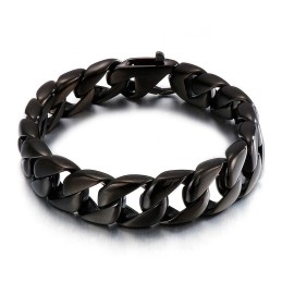 Pulseira Preta Brilhante Banhada A Vácuo