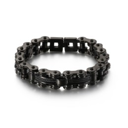 Pulseira Masculina De Titânio Tide Com Corrente Rock Biker