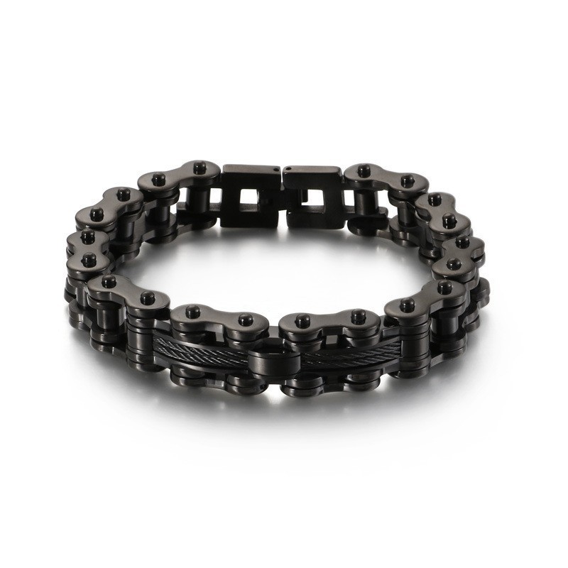Pulseira Masculina De Titânio Tide Com Corrente Rock Biker Pulseira Masculina De Titânio Tide Com Corrente Rock Biker