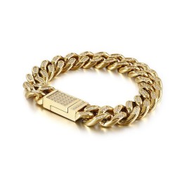 Pulseiras Masculinas De Titânio Estilo Hip-Hop Com Diamantes