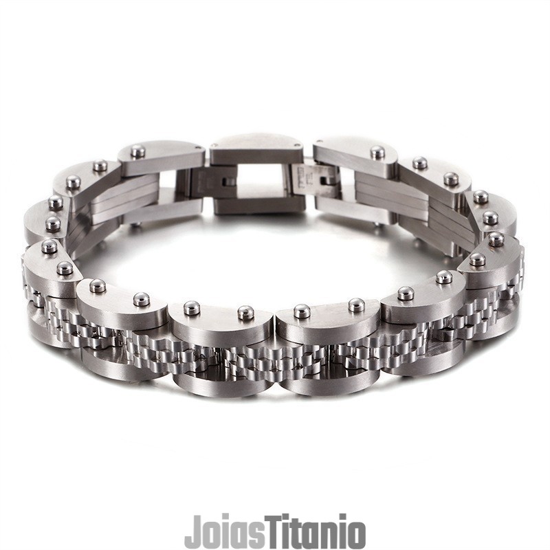 Pulseira Masculina Com Corrente De Bicicleta De Titânio Com Alça Pulseira Masculina Com Corrente De Bicicleta De Titânio Com Alça