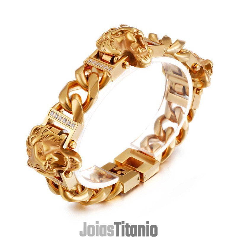 Pulseira De Cabeça De Leão Pulseira De Hip Hop Street Dance Masculino Joia De Titânio