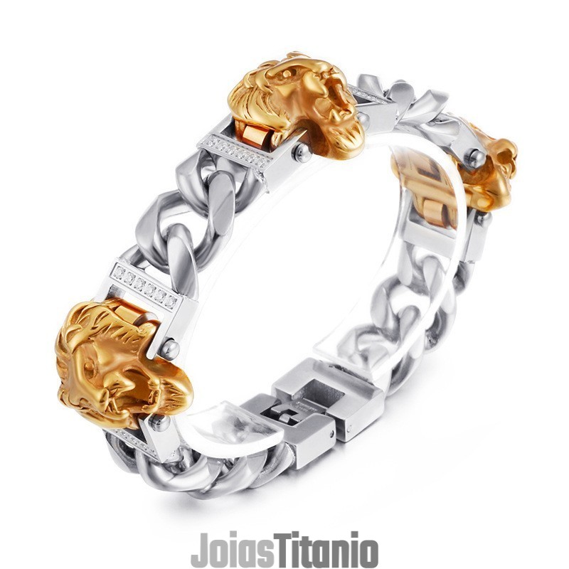 Pulseira De Cabeça De Leão Pulseira De Hip Hop Street Dance Masculino Joia De Titânio