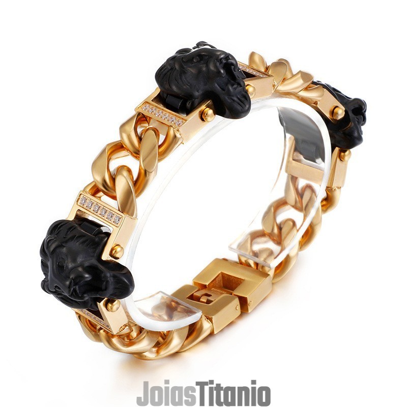 Pulseira De Cabeça De Leão Pulseira De Hip Hop Street Dance Masculino Joia De Titânio Pulseira De Cabeça De Leão Pulseira De Hip Hop Street Dance Masculino Joia De Titânio