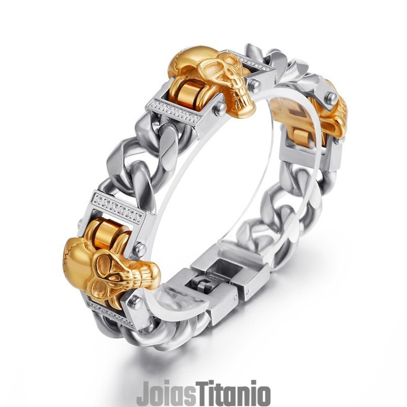 Pulseira De Caveira Pulseira De Hip Hop Street Dance Masculino Joia De Titânio