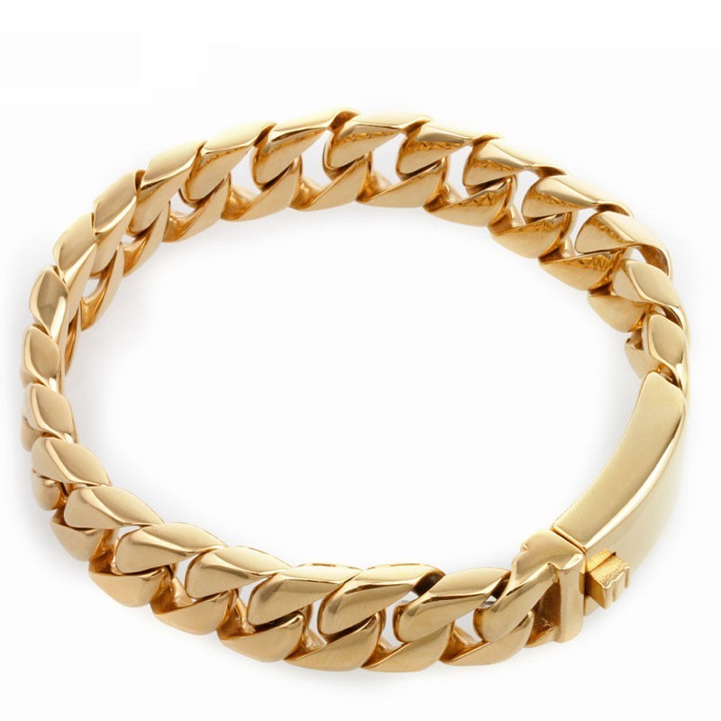 Pulseira De Titânio Masculina Banhada A Ouro Eletrodepositada Da Moda Pulseira De Titânio Masculina Banhada A Ouro Eletrodepositada Da Moda