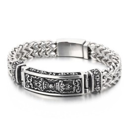 Pulseira Masculina De Titânio Com Padrão De Moda E Curva