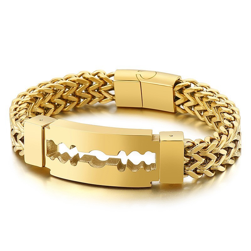 Pulseira De Titânio Banhada A Vácuo Blade Bend Para Homens Pulseira De Titânio Banhada A Vácuo Blade Bend Para Homens