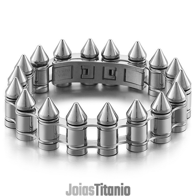 Pulseira De Motociclista De Titânio Com Cabeça De Bala Da Moda Para Homens Pulseira De Motociclista De Titânio Com Cabeça De Bala Da Moda Para Homens
