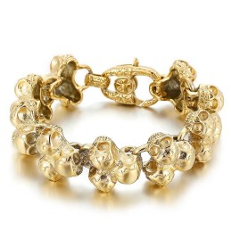 Pulseira Masculina De Titânio Com Caveira