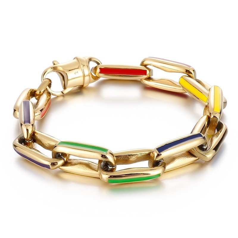 Pulseiras Cubanas Coloridas Com Emendas De Hip-Hop