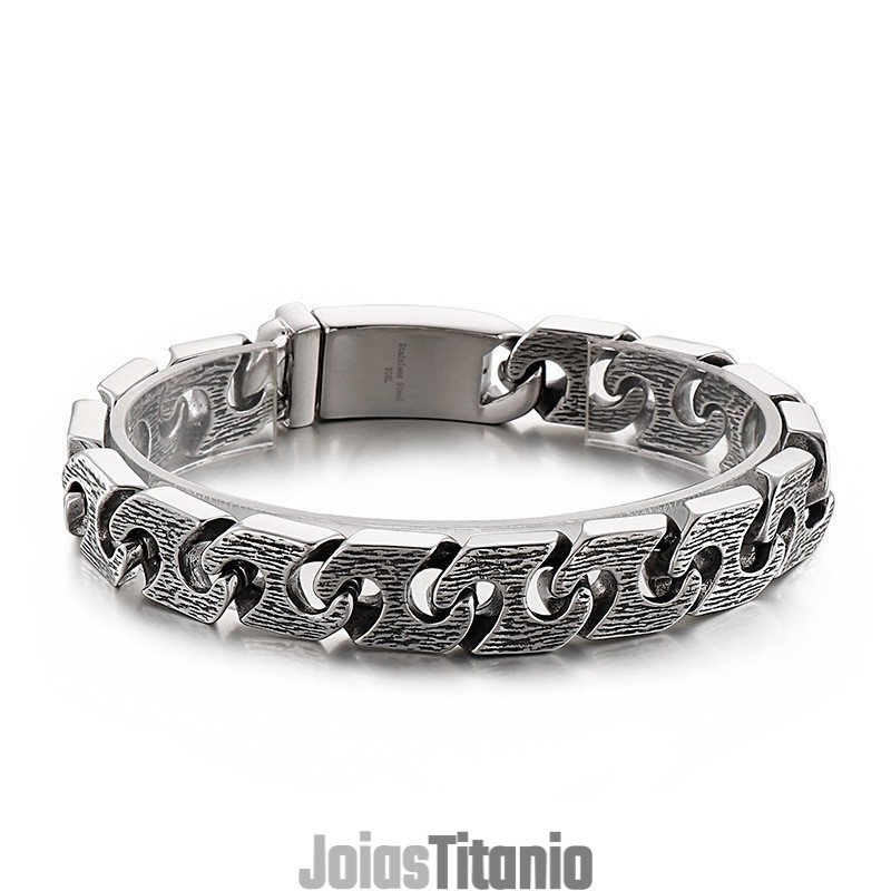 Pulseira De Titânio Vintage Geométrica Chique Para Homens