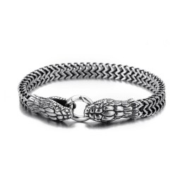 Pulseira De Titânio Com Cobra De Duas Cabeças Vintage E Estilosa Para Homens