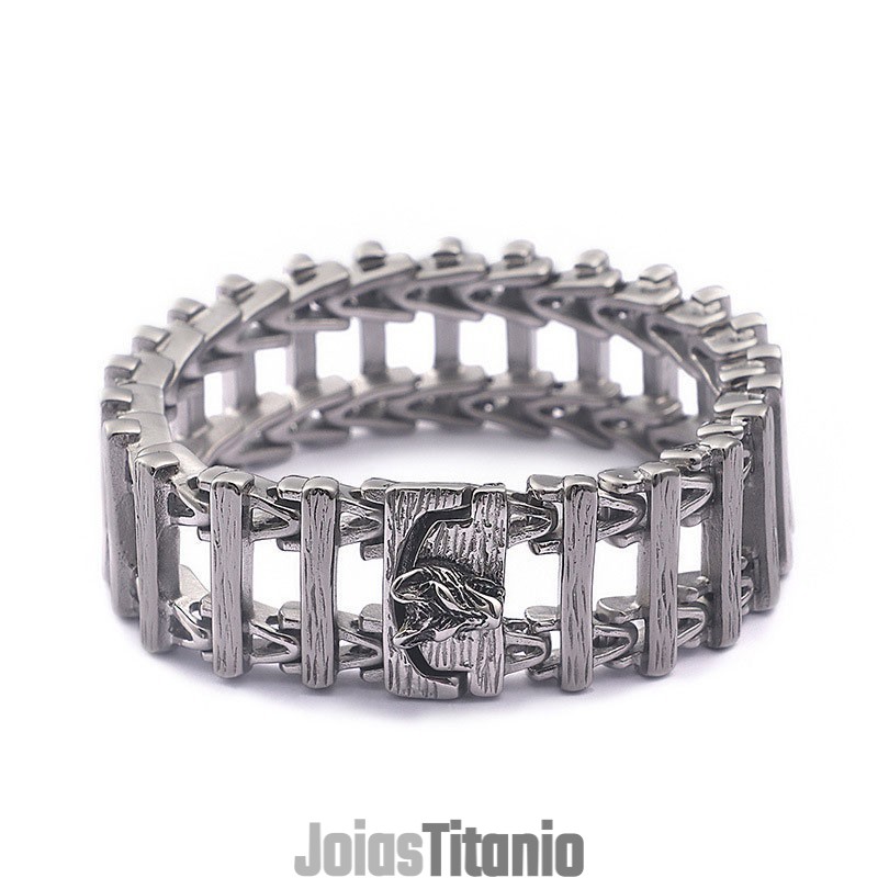 Pulseira De Titânio Com Cabeça De Dragão Estilo Chique Para Homens Pulseira De Titânio Com Cabeça De Dragão Estilo Chique Para Homens