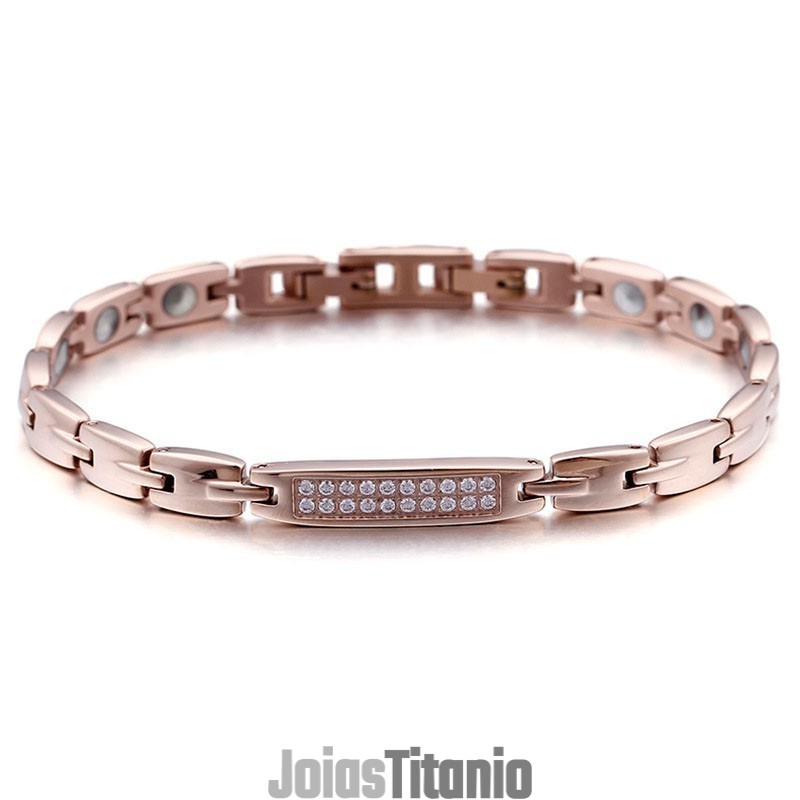 Pulseira De Casal De Titânio Com Pedra De Germânio E Diamantes Pulseira De Casal De Titânio Com Pedra De Germânio E Diamantes