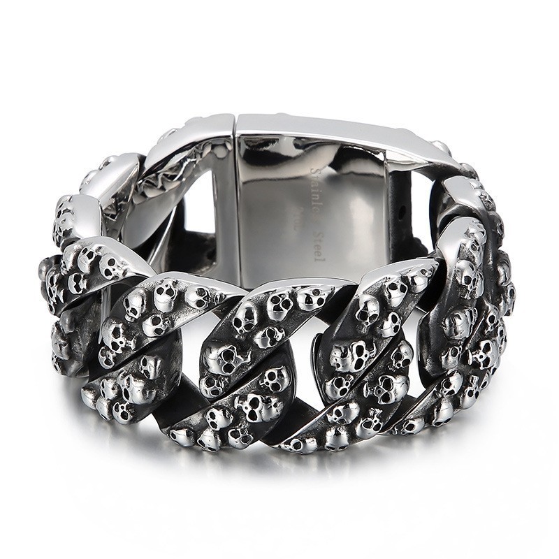 Pulseira De Titânio Com Caveira Chique Exagerada Para Homens