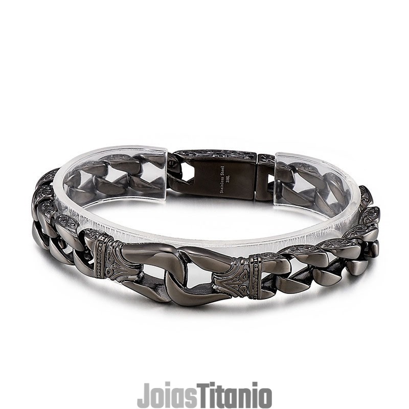 Pulseira De Pressão Masculina De Titânio Com Puxador De Mão Cool Street Chic
