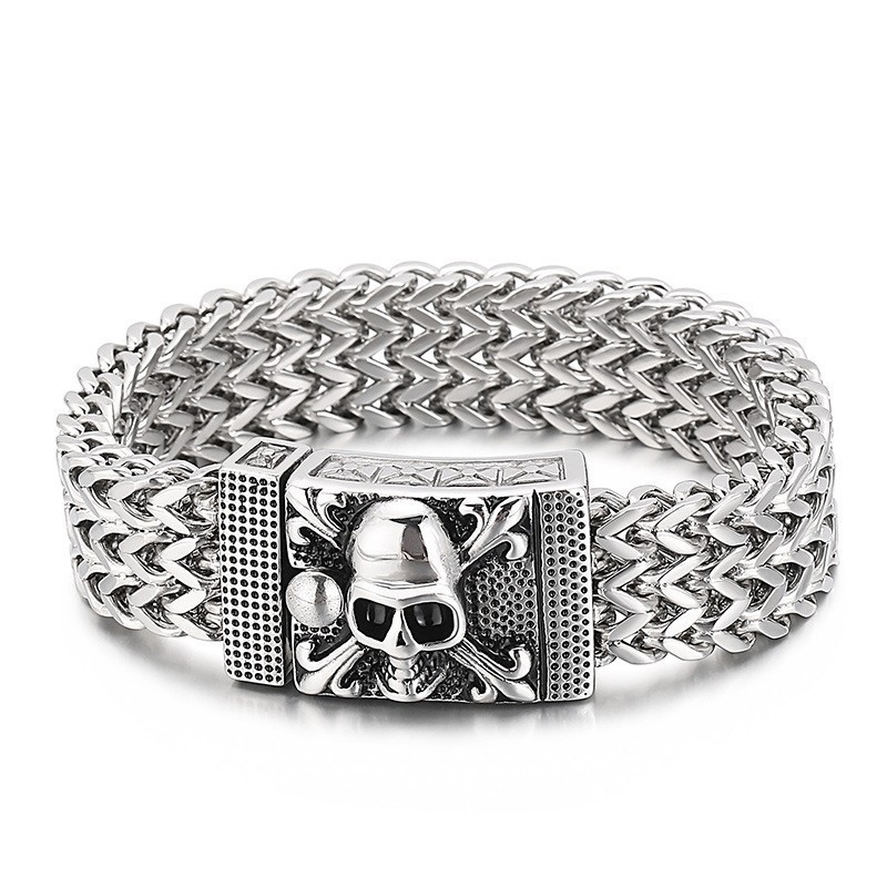 Pulseira De Titânio Com Caveira Hip-Hop Para Homens Pulseira De Titânio Com Caveira Hip-Hop Para Homens