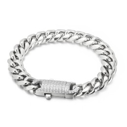 Pulseira De Titânio Com Conjunto De Diamantes Estilo Hip-Hop Da Moda Para Homens