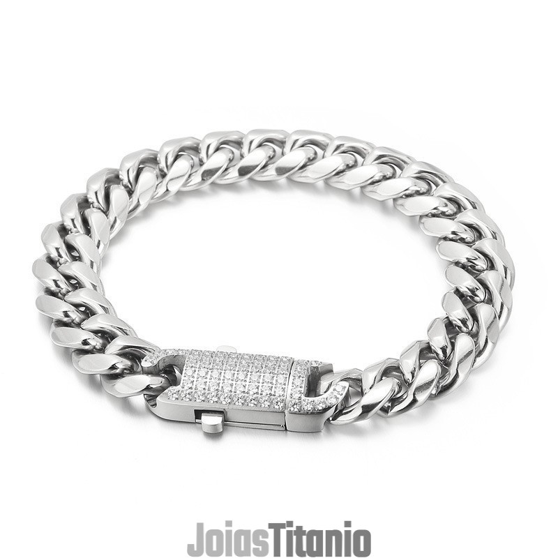 Pulseira De Titânio Com Conjunto De Diamantes Estilo Hip-Hop Da Moda Para Homens