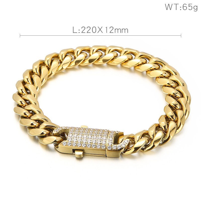 Pulseira De Titânio Cravejada Estilo Hip Hop Para Homens Pulseira De Titânio Cravejada Estilo Hip Hop Para Homens