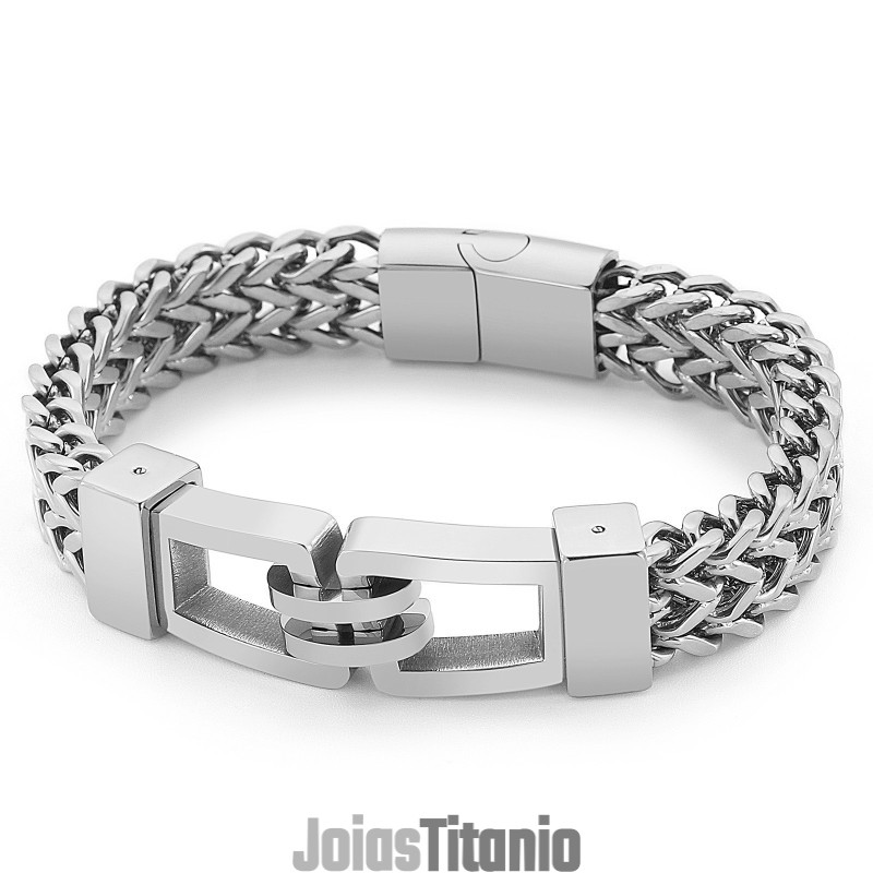 Pulseira De Titânio Masculina Rock And Roll Hip-Hop Hand Puller 21,5 Cm