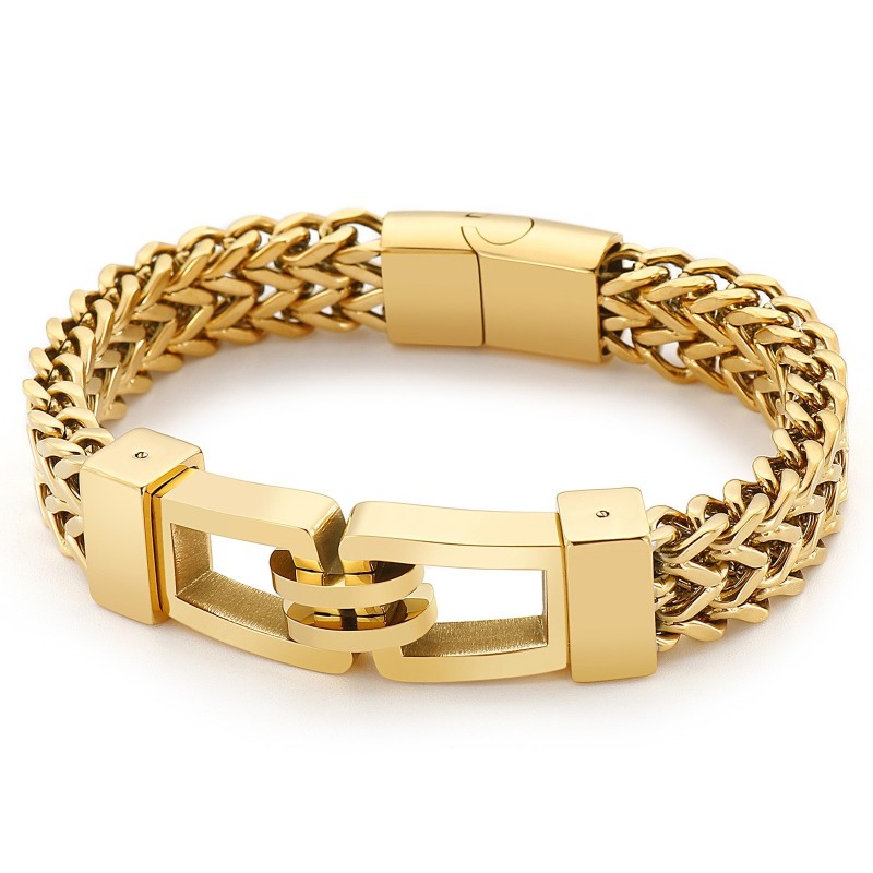 Pulseira De Titânio Masculina Rock And Roll Hip-Hop Hand Puller 21,5 Cm