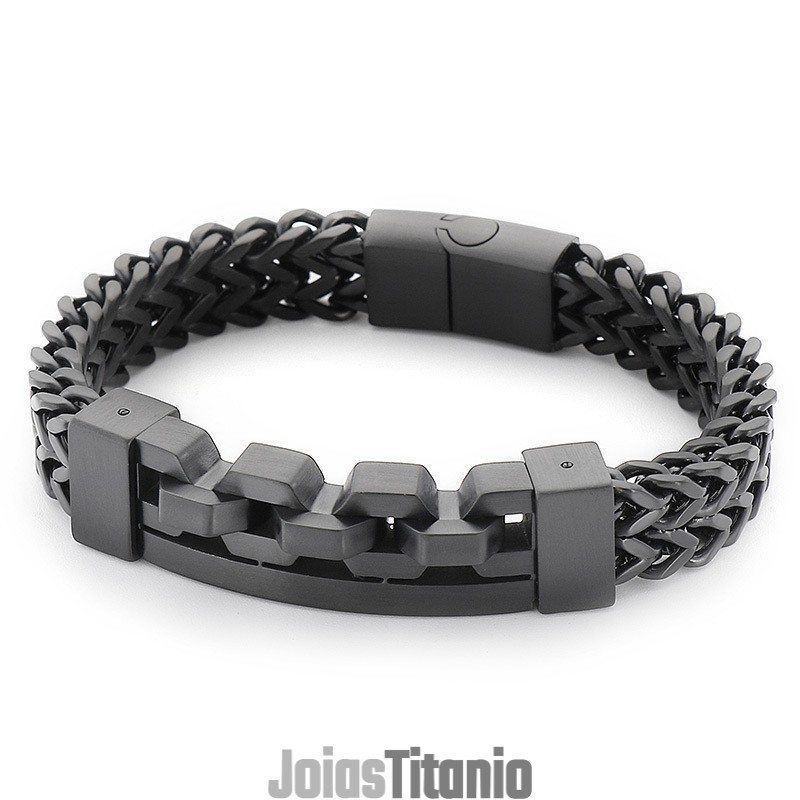 Pulseira De Titânio Quadrada Vazada Da Moda Para Homens