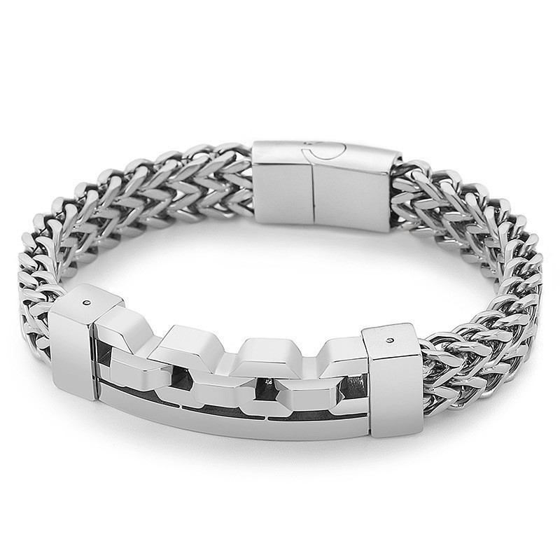 Pulseira De Titânio Quadrada Vazada Da Moda Para Homens