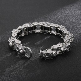 Pulseira De Titânio Masculina Com Caveira Floral Chique Da Moda