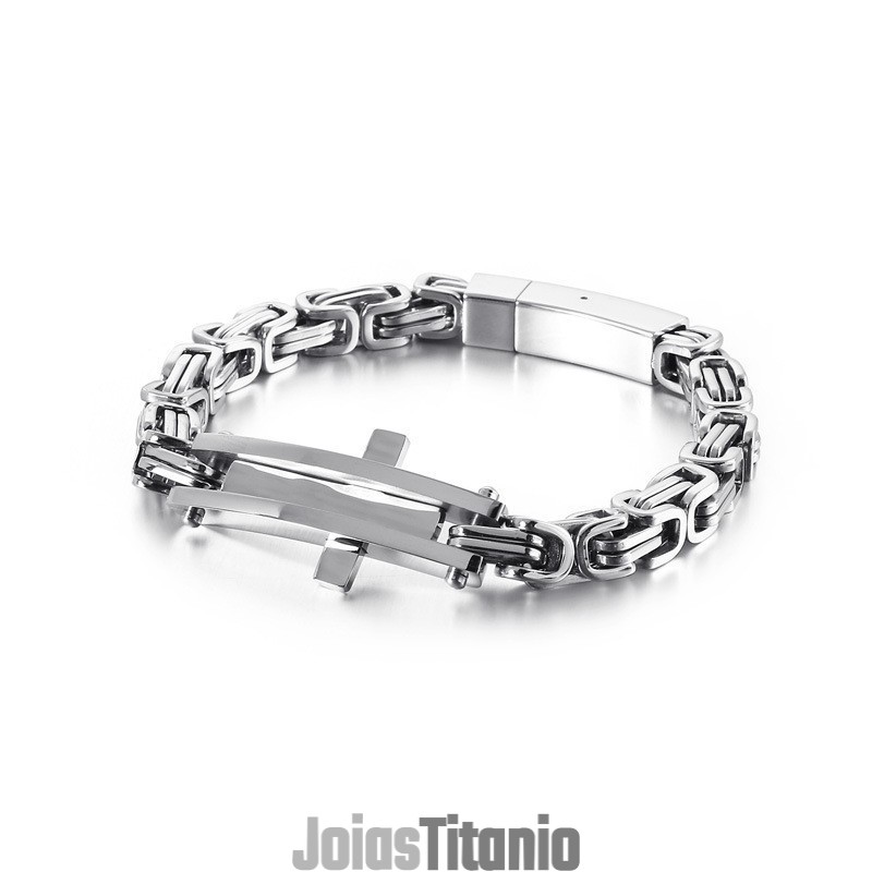 Pulseira De Titânio Hip-Hop Curvada Em Cruz Para Homens Pulseira De Titânio Hip-Hop Curvada Em Cruz Para Homens