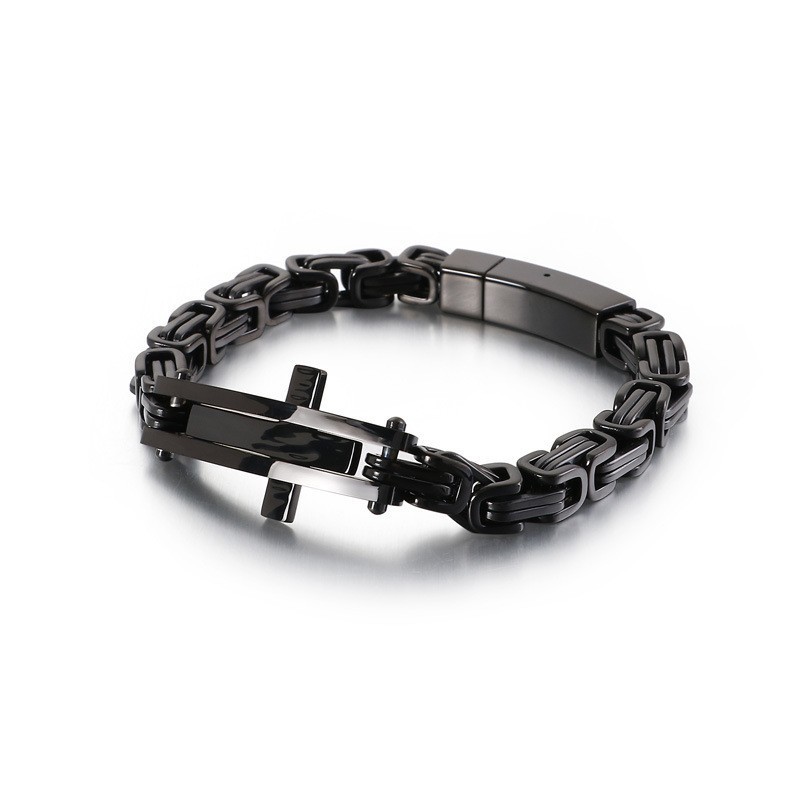Pulseira De Titânio Hip-Hop Com Curva Cruzada Para Homens Pulseira De Titânio Hip-Hop Com Curva Cruzada Para Homens