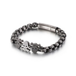 Pulseira De Titânio Masculina Com Caveira Estilo Hip-Hop E Estilo De Rua