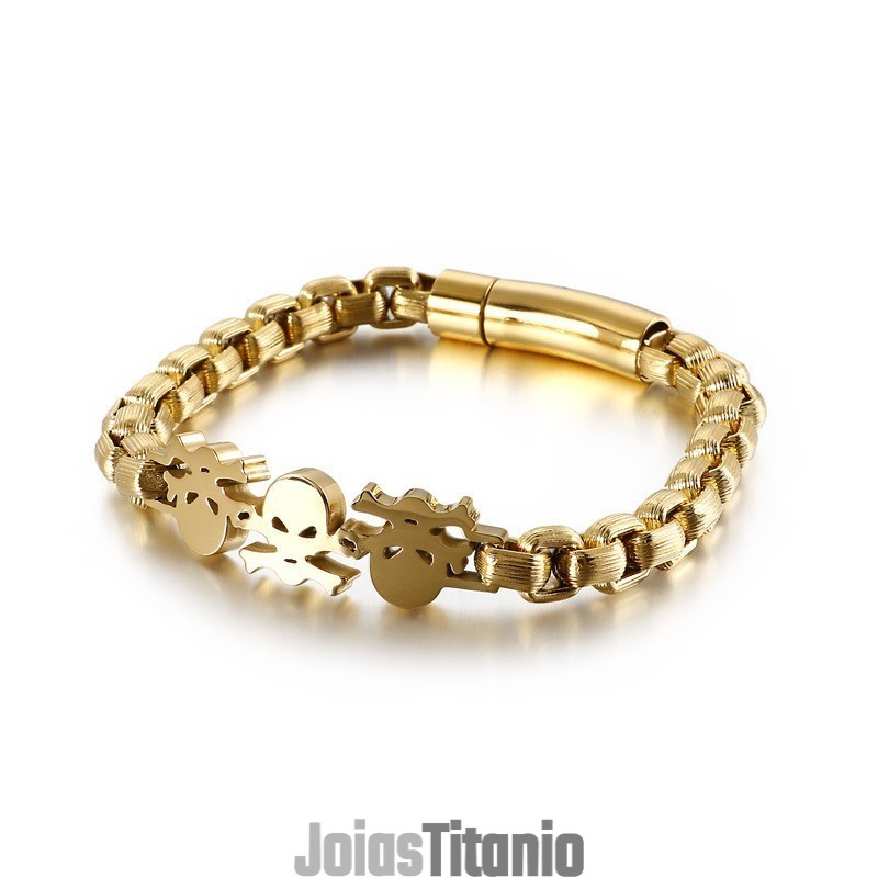Pulseira De Titânio Masculina Com Caveira Estilo Hip-Hop E Estilo De Rua