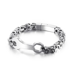 Pulseira Masculina De Titânio Com Corrente Do Imperador Da Moda