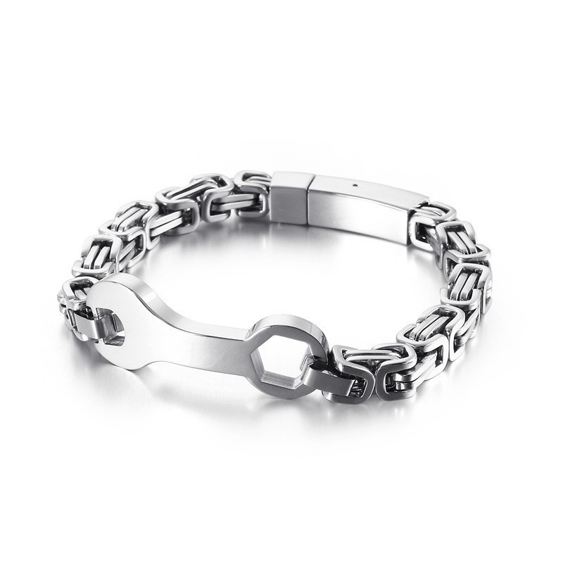 Pulseira Masculina De Titânio Com Corrente Do Imperador Da Moda