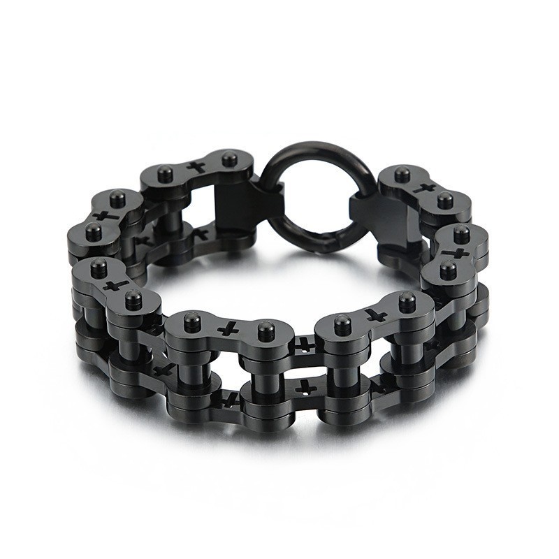 Pulseira De Bicicleta Masculina De Titânio Com Cruz Oca Rock Hip Hop Pulseira De Bicicleta Masculina De Titânio Com Cruz Oca Rock Hip Hop