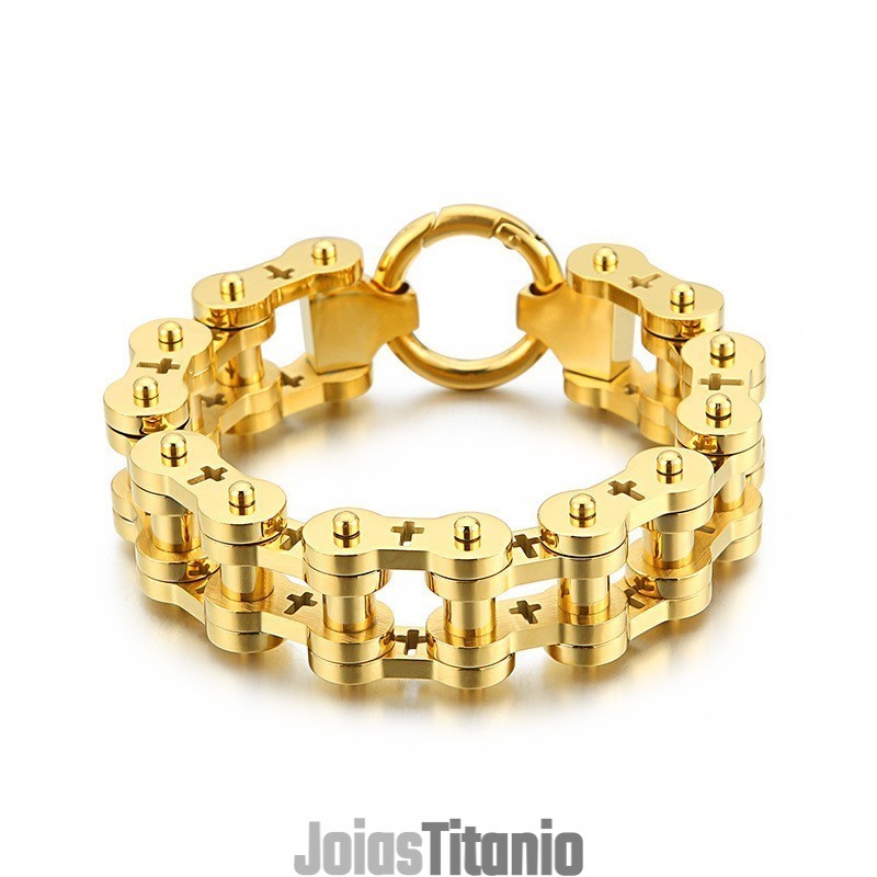 Pulseira De Bicicleta Masculina De Titânio Com Cruz Oca E Rock Hip-Hop Pulseira De Bicicleta Masculina De Titânio Com Cruz Oca E Rock Hip-Hop