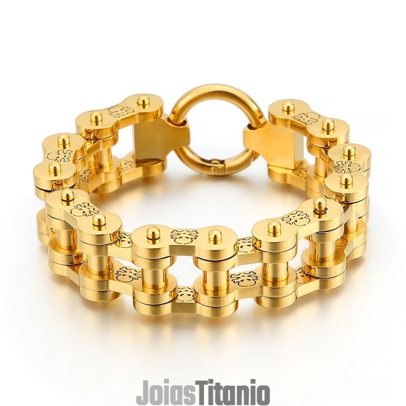 Pulseira De Bicicleta De Titânio Masculina Com Estampa De Pirata E Estilo Rock Hip-Hop Pulseira De Bicicleta De Titânio Masculina Com Estampa De Pirata E Estilo Rock Hip-Hop