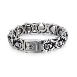 Pulseira Masculina De Titânio Com Padrão De Caveira