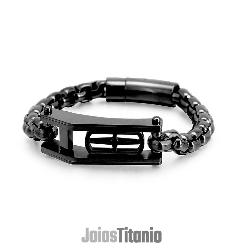 Pulseira Masculina De Titânio Com Cruz Oca E Quadrada De Rock Hip-Hop