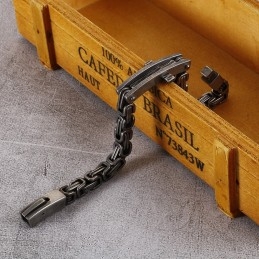 Pulseira De Titânio Com Cruz Curva Tipo Costas Para Homens